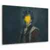 Koning - Portret - Druipende gele verf Textielframe zwart klein -3d