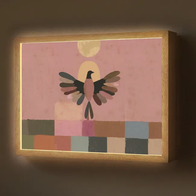 Lightbox - Wandlamp - Illustratie - Vogel - Vlakken - Kleurrijk