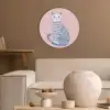 Kat - Illustratie - Minimalistisch - Roze Akoestische PET Vilt - Rond klein -sfeer1