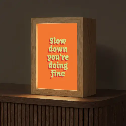 Oranje - Slow down you're doing fine - Retro Light Box met kabel (Tafellamp) klein -z3d_website