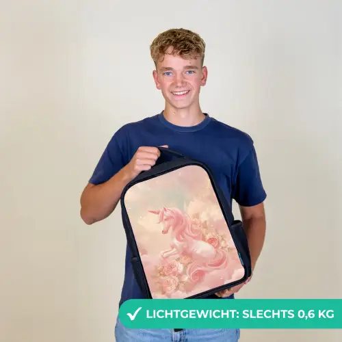 Eenhoorn - Wolken - Roze Rugzak - Zwart middel -sfeer7_NL