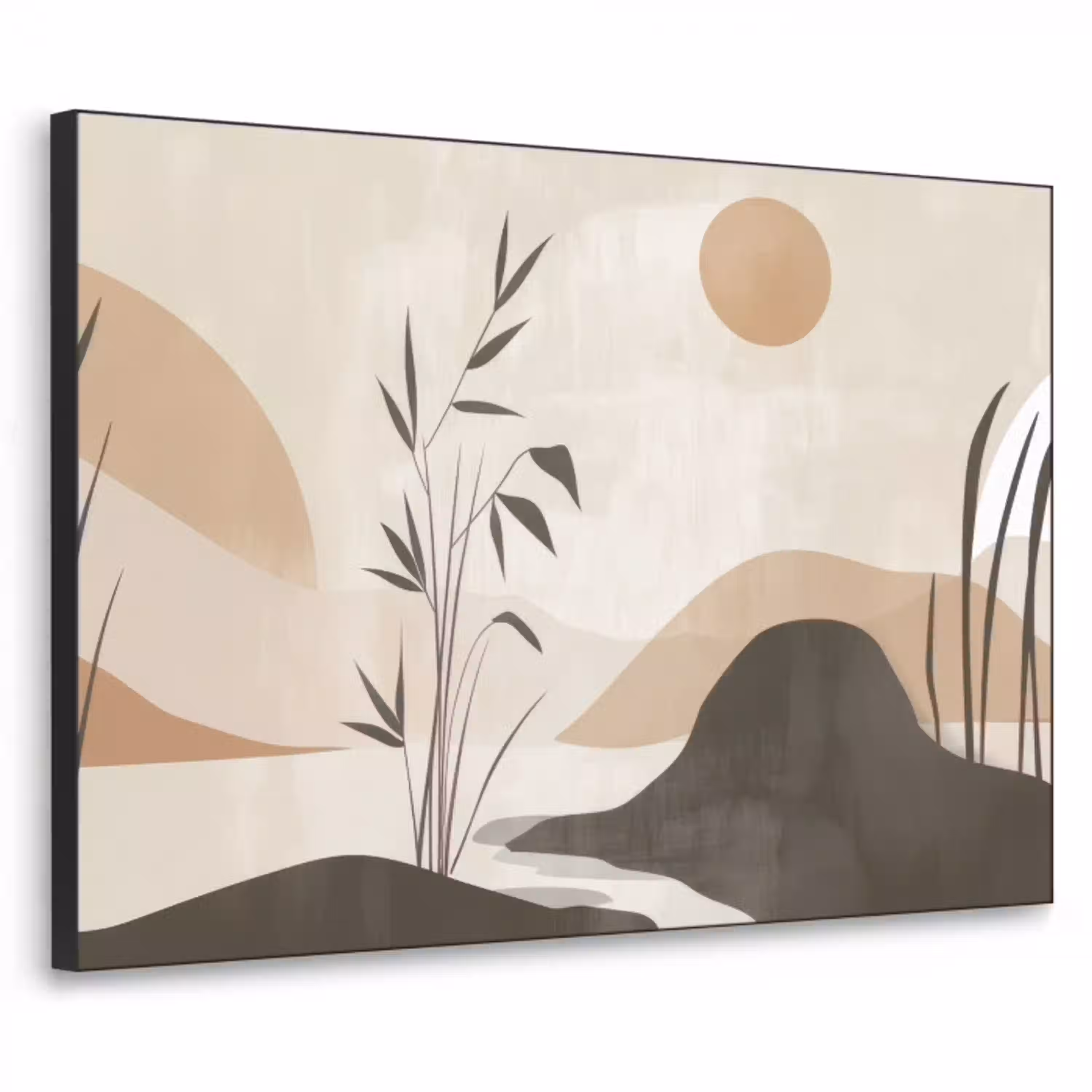 Japandi - Landschap - Beige Textielframe - compleet frame klein -3d
