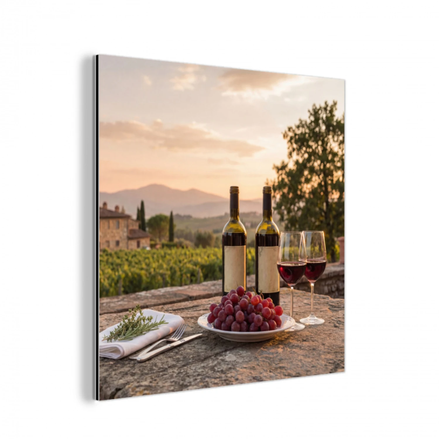 Wijn - Glazen - Druiven - Wijngaard aluminium wit klein -3d