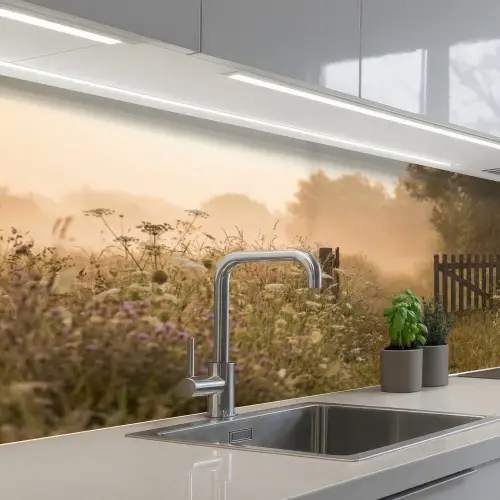 Hek - Natuur - Mist - Veld keuken achterwand 2 middel -3d_schuin