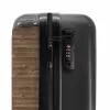 Bruin hout met fijne horizontale nerfstructuur NBS - Handbagage koffer - Volwassenen Unisex middel -slot