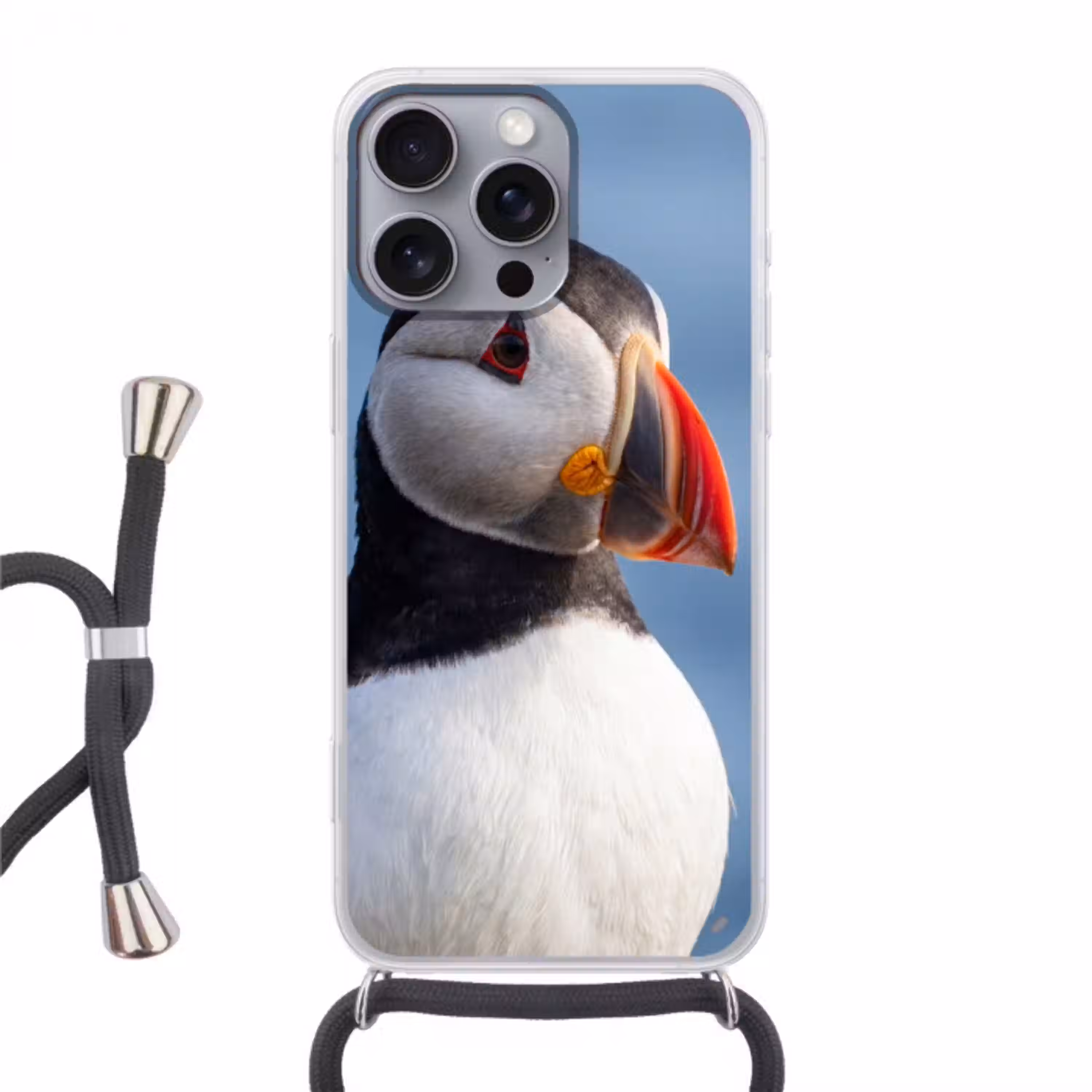 Papegaaiduiker - Portret - Natuur Hoesje iPhone 16 Pro Max met koord klein -3d