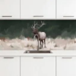 Edelhert - Gewei - Schildering - Rustiek keuken achterwand 2 middel -3d