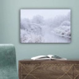 Rivier - Sneeuw - Bos - Winter - Schilderachtig canvas 2cm klein -sfeer4