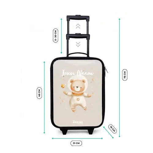 Beige ruimtebeer zweeft tussen sterren Kinderkoffer - Zwart klein -productfoto_formaten