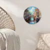 Stad - Gracht - Zon - Fietsen Wandcirkel kunststof plaat 5mm dik klein -sfeer5