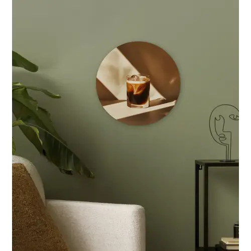 Glas - Ijskoffie - Schaduw - Bruin Wandcirkel plexiglas klein -sfeer3
