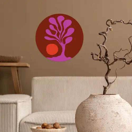 Boom - Paars - Cirkel - Vloeiend Wandcirkel behangsticker klein -sfeer1