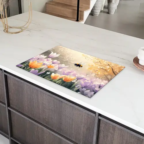 Viooltjes - bij - Zonlicht Inductie beschermer vinyl 3mm klein -sfeer8