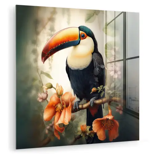 Toekan - Vogel - Bloemen - Planten plexiglas 5mm klein -zzzproduct_nieuw