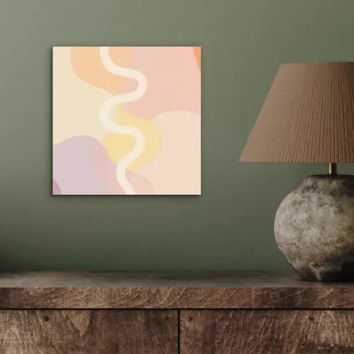 Golvende vormen - Abstract - pastel aluminium wit klein -sfeer2