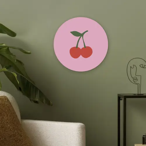 Kersen - Roze - Illustratie Akoestische PET Vilt - Rond klein -sfeer2