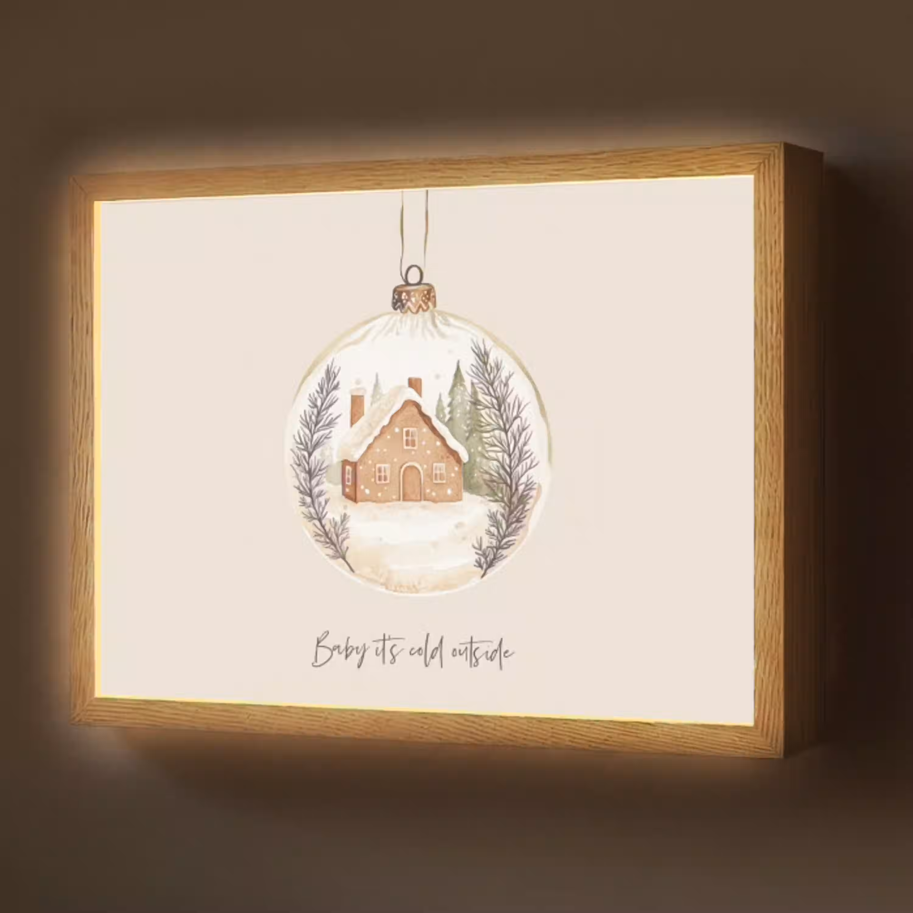 Quote - Winter - Kerst - Beige - Kerstbal Light Box met batterij (Wandlamp) middel -z3d_website