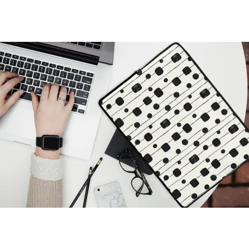 Grafisch - Modern - Zwart laptophoes neopreen klein 279 -bureau