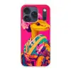 Hagedis - Bloemen - Roze - Kimono Telefoonhoesje iPhone 17 Pro klein -3d