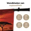 Savanne - Olifanten - Zonsondergang Wandkleed katoen klein -sfeer2
