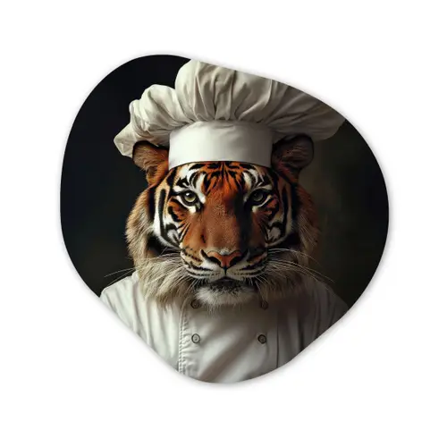 Tijger - Kokskleding - Bruin Wandcirkel Organisch Forex 3mm klein -3d
