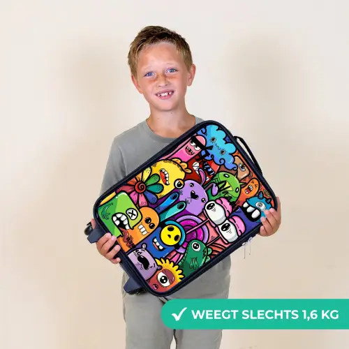 Grappige kleurrijke monsters Kinderkoffer - Zwart klein -sfeer4_NL