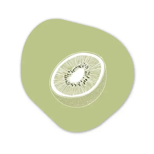Kiwi - Lijntekening - Minimalistisch - Groen Wandcirkel Organisch Forex 3mm klein -3d