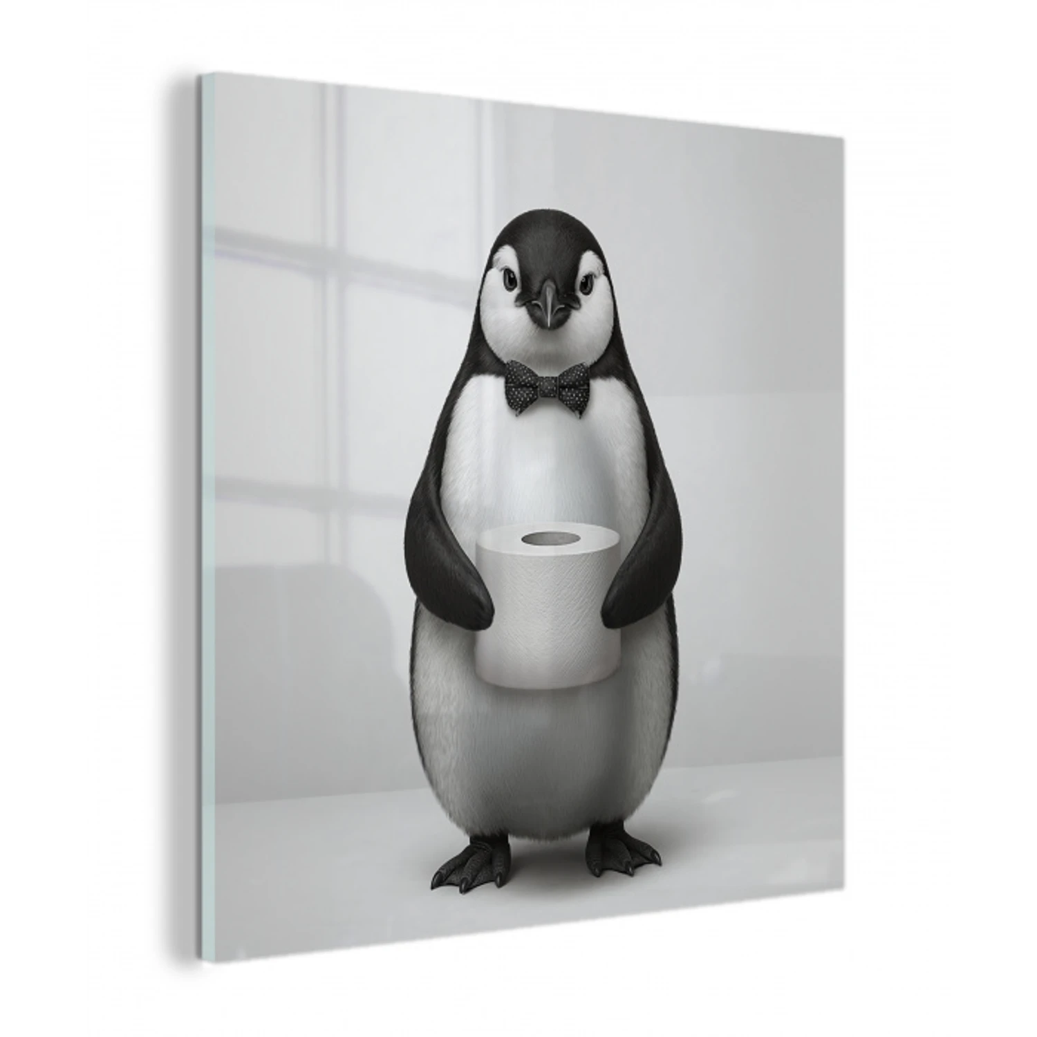 Pinguïn - WC rol - Wit plexiglas 5mm klein -z3d