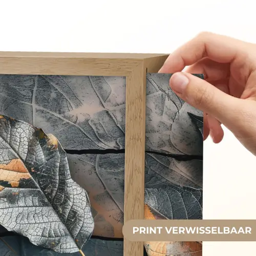 Bladeren - Herfst - Grijs - Natuur Light Box met batterij (Wandlamp) middel -USP_websiteprintNL