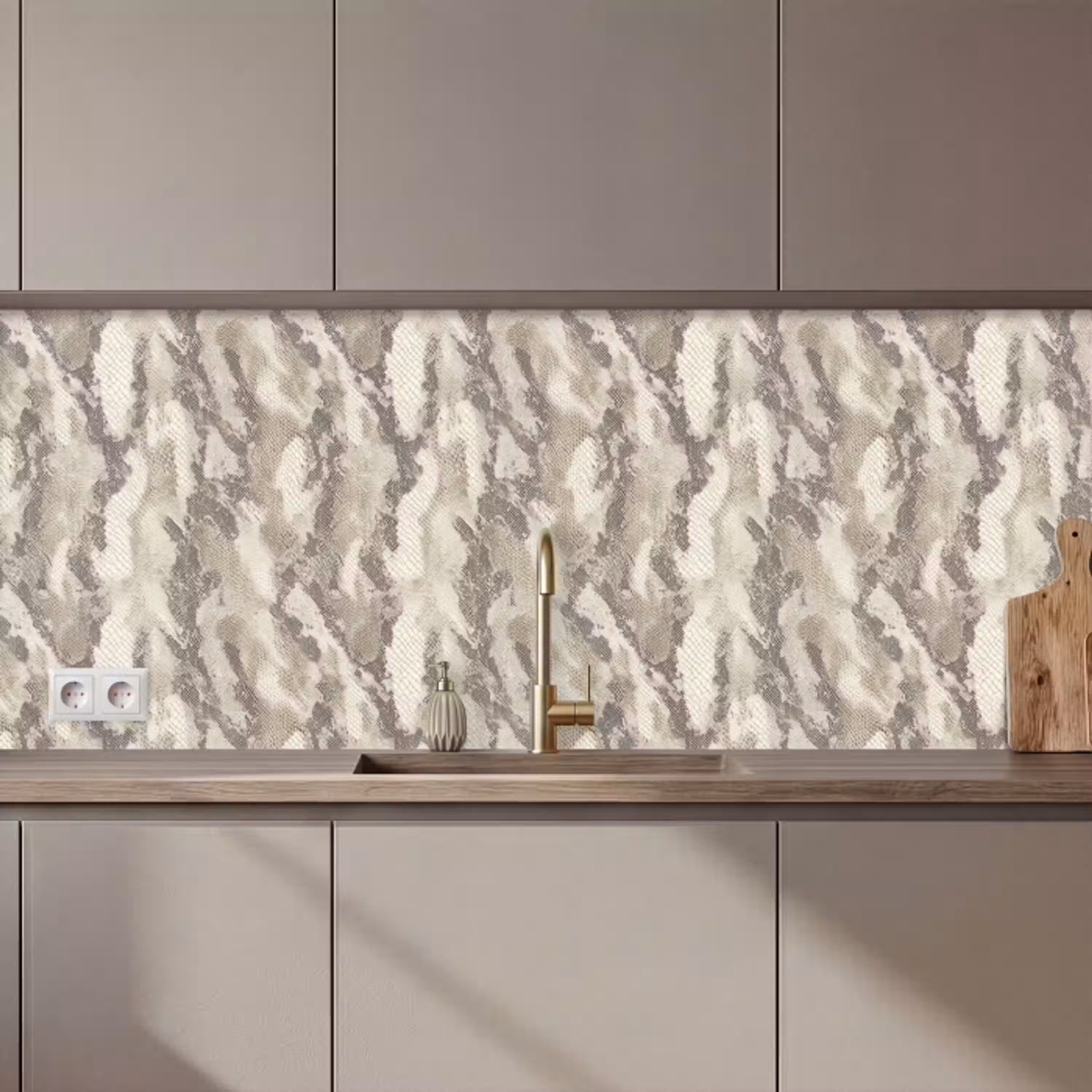 Slang - Patroon - Taupe keuken achterwand 2 middel 871 zz_3dshopping