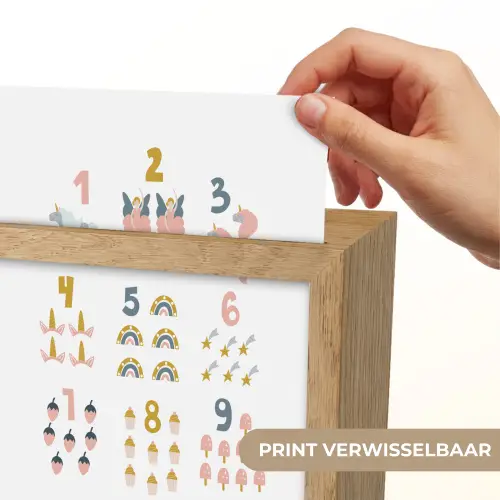 Getallen - Educatief - Leren tellen - Cijfers oefenen voor kinderen - Roze - Eenhoorn - Regenboog Light Box met kabel (Wandlamp kind) klein -USP_websiteprintNL