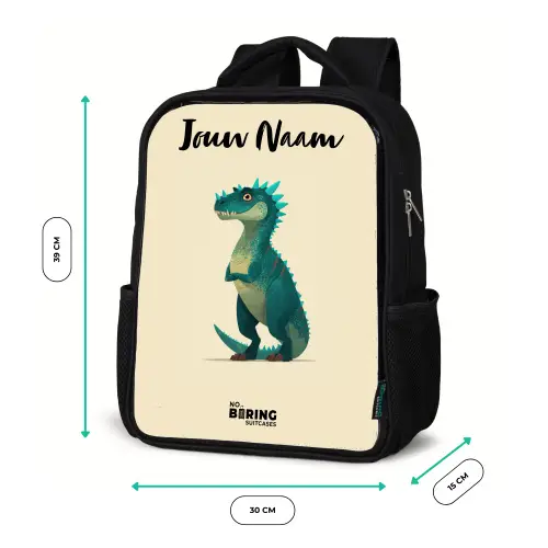 Dino - Dier - Blauw - Groen Rugzak - Zwart middel -productfoto_formaten