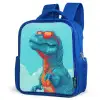 Dino met zonnebril Kinderrugzak - Blauw middel -schuin