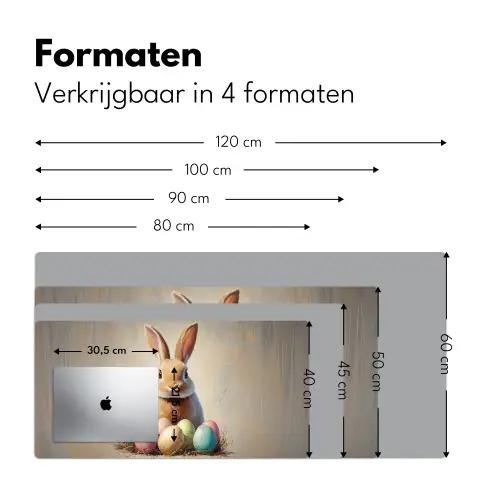 Paashaas - Pastel - Eieren Muismat XXL klein -sfeer5