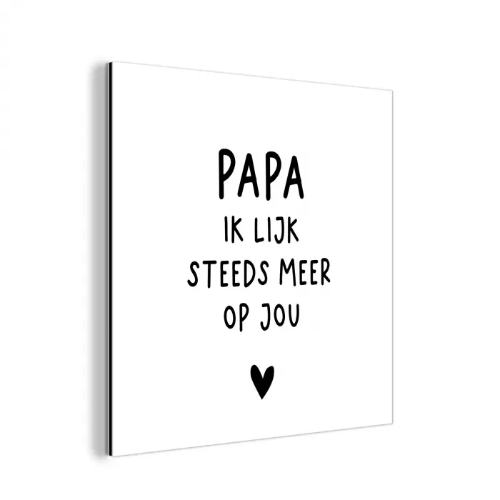 Papa - Spreuken - Stef Bos - Papa ik lijk steeds meer op jou - Quotes aluminium wit klein -3d