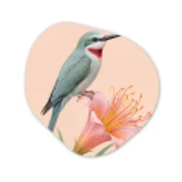 Vogel - Bloem - Natuur - Roze Wandcirkel Organisch Forex 3mm klein -3d