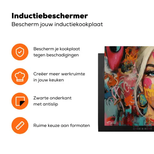 Vrouw - Kauwgom - Graffiti - Love Inductie beschermer vinyl 3mm klein -zzzzzzz-td-ups