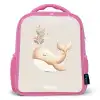 Walvis in pastel beige kleuren Kinderrugzak - Roze middel -3d