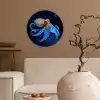 Octopus - Stippen - Blauw - Zee Wandcirkel kunststof plaat 5mm dik klein -sfeer1
