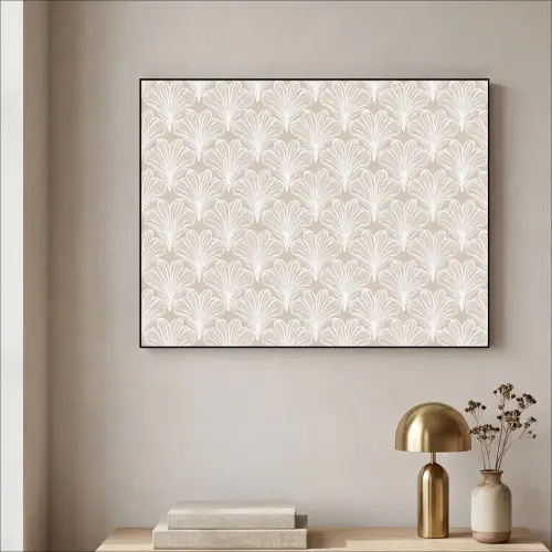 Vintage - Waaier -Crème Textielframe - compleet frame klein 947 -sfeer2