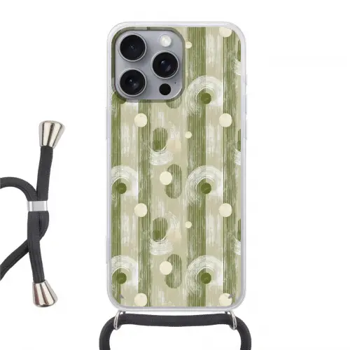 Artistiek - Modern - Groen Hoesje iPhone 16 Pro Max met koord klein 804 -3d