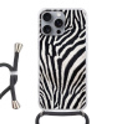Zebra - Vacht - Klassiek - Zwart - Wit Hoesje iPhone 16 Pro Max met koord klein -3d