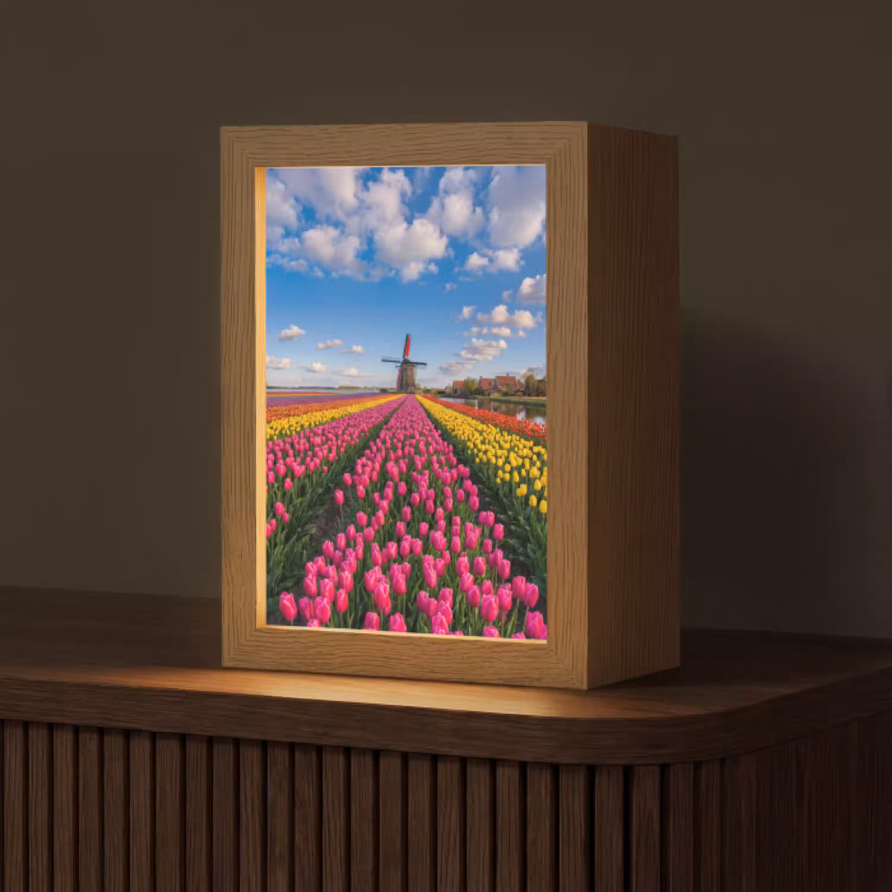 Tulpen - Holland - Molen - Kleurrijk Light Box met kabel (Tafellamp) klein -z3d_website