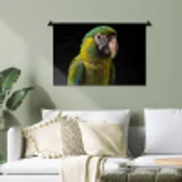 Ara - Portret - Groen Wandkleed katoen klein -sfeer7