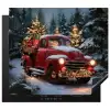 Kersttruck - Sneeuwbos - Rood Inductie beschermer vinyl 3mm middel -3d