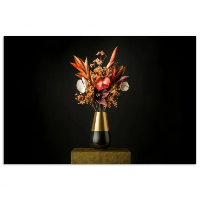 Exotisch - Boeket - Vaas - Goud poster papier klein -3d