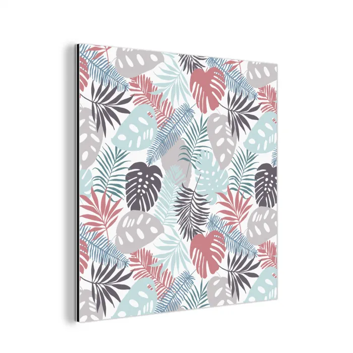 Monstera - Pastel - Bladeren - Tropical aluminium wit klein -3d