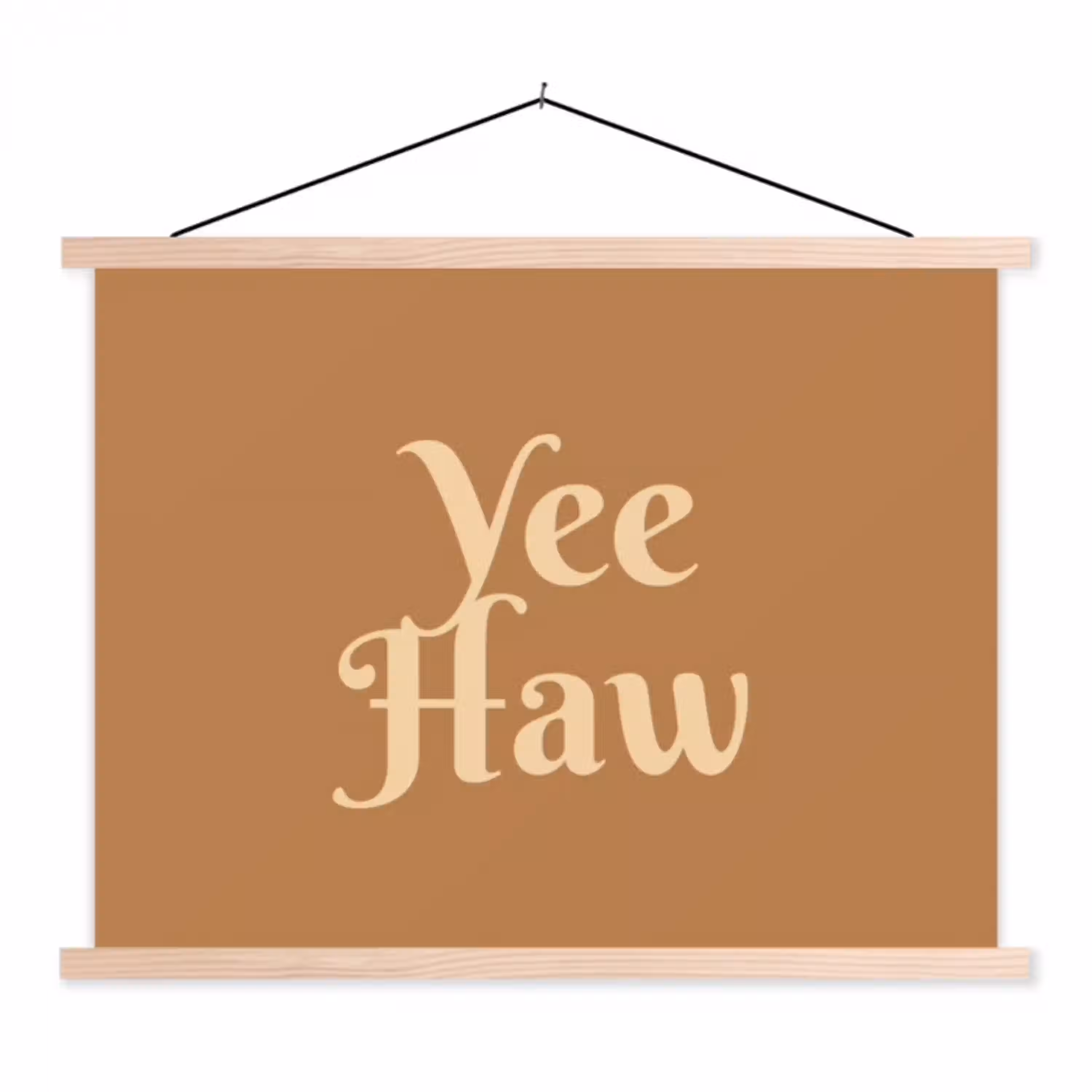 Yee haw - Bruin - Minimalistisch textielposter latten blank klein -3d