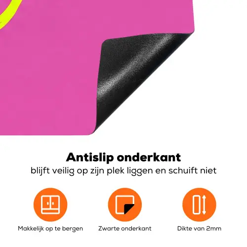 Smiley - Vrolijk - Roze Inductie beschermer vinyl 3mm klein -zzzzzzz-td-onderkant