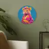 Muis - Kimono - Bloemen - Blauw Akoestische PET Vilt - Rond klein -sfeer2